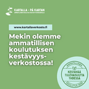 Vihreä kuvapohja jossa teksti: Mekin olemme ammatillisen koulutuksen kestävyysverkostossa!