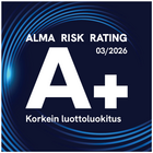 Alma Risk Rating A+ korkein luottoluokitus 03/2026.