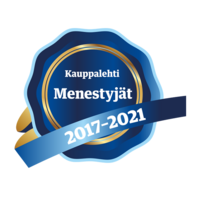Sininen Kauppalehden kestomenestyjät 2017-2021 -sinetti.