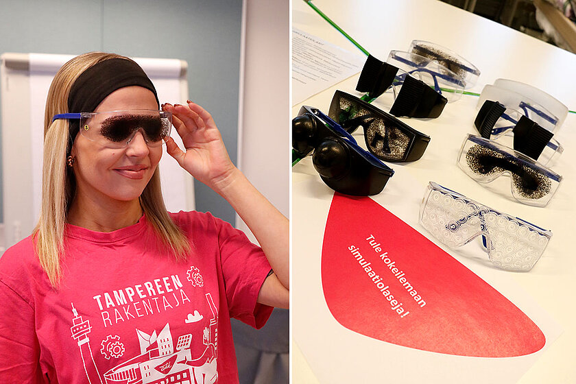 Simulaatiolasien testausta