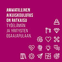 Aikuiskoulutus on ratkaisu työelämän ja yritysten osaamispulaan -teksti punaisella taustalla.