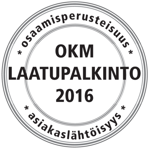 OKM laatupalkintoleima 2016. OKM laatupalkintoleima 2016.