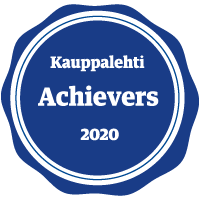 Dark blue Kauppalehti Achievers sertificate 2020.