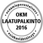 OKM Laatupalkinto 2016 OKM laatupalkintoleima 2016.