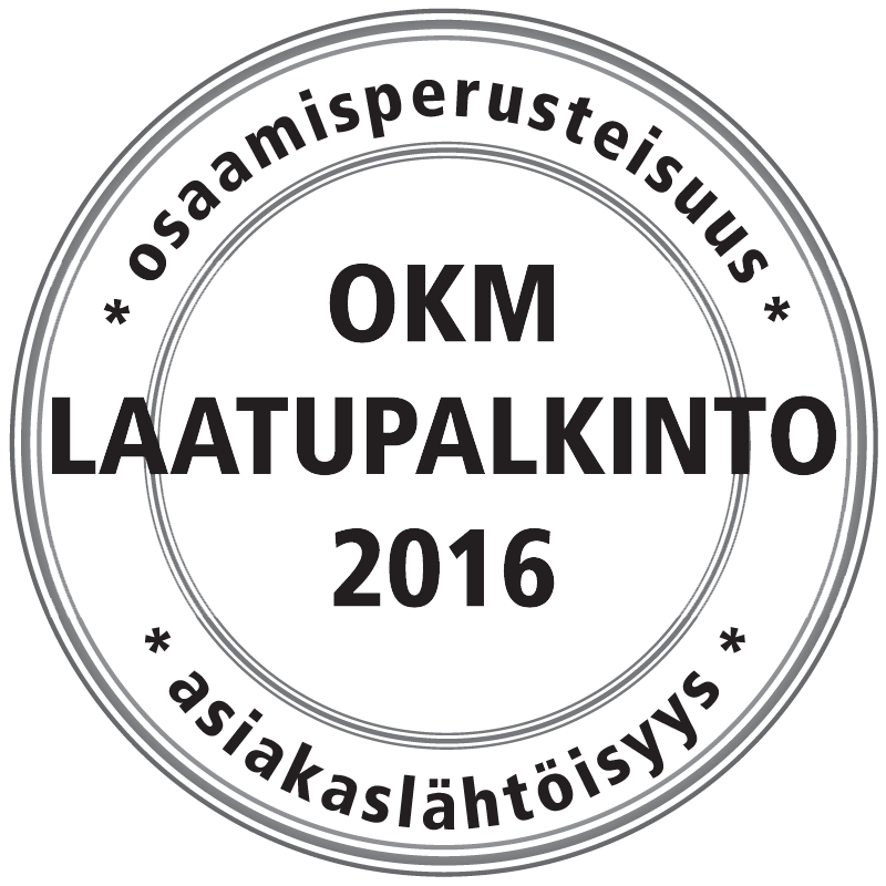 OKM laatupalkintoleima 2016. OKM laatupalkintoleima 2016.