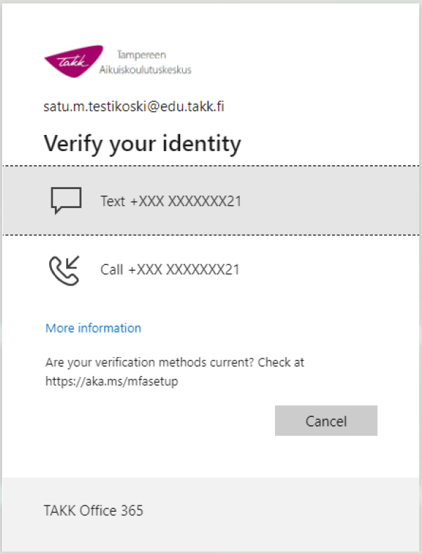 Two-factor authentication - Verify your identity