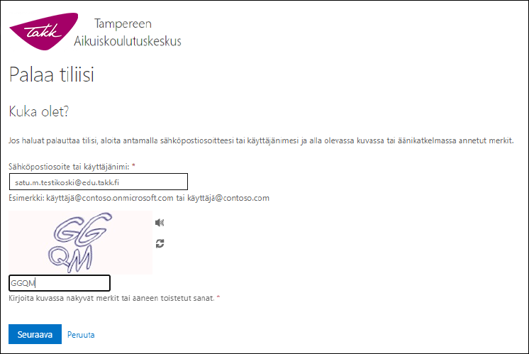 Salasanan vaihto - Katso ja kirjoita merkit 